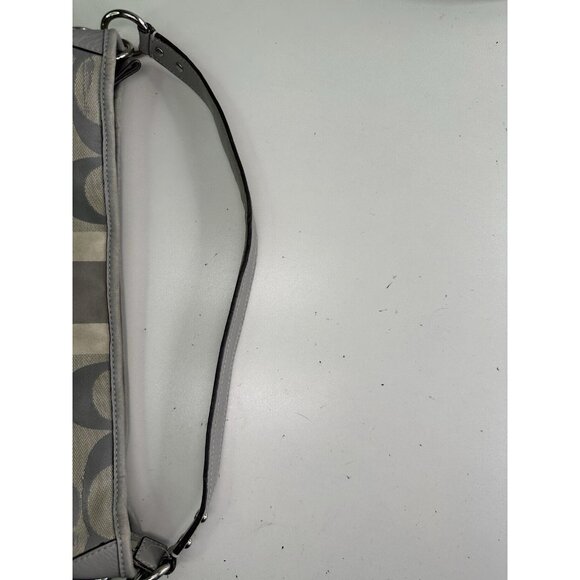 DAMAGED Coach Signature C Monogram Medium Tote Gray White Stripe Down Middle - Picture 9 of 15